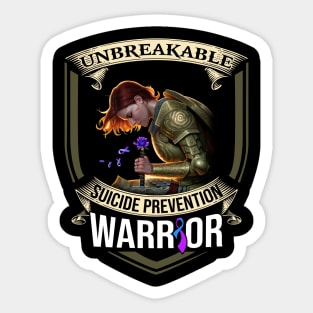 Unbreakable Suicide Prevention Warrior Teal Purple Ribbon Awareness Sticker